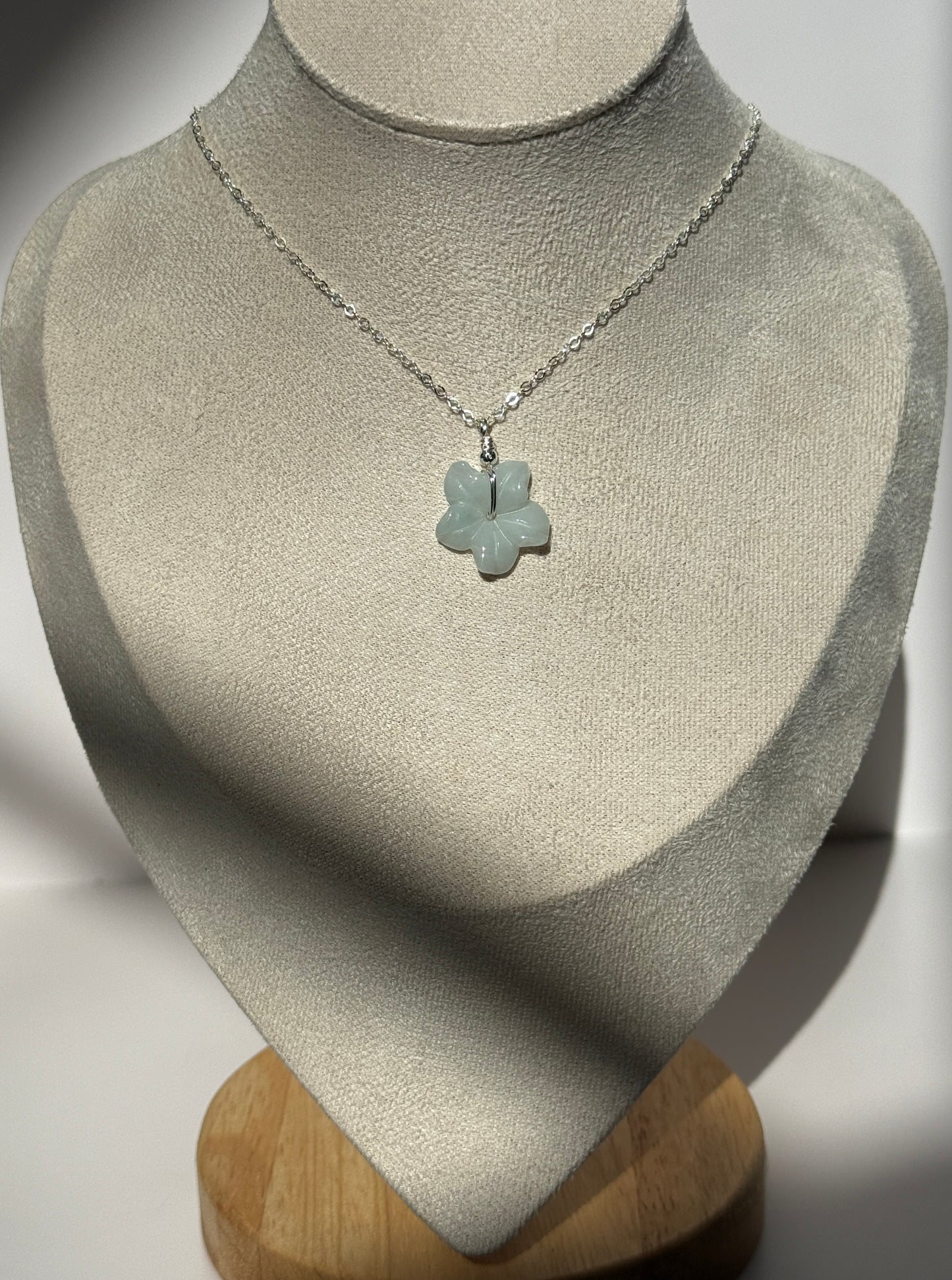 Jade Plumeria Flower Necklace