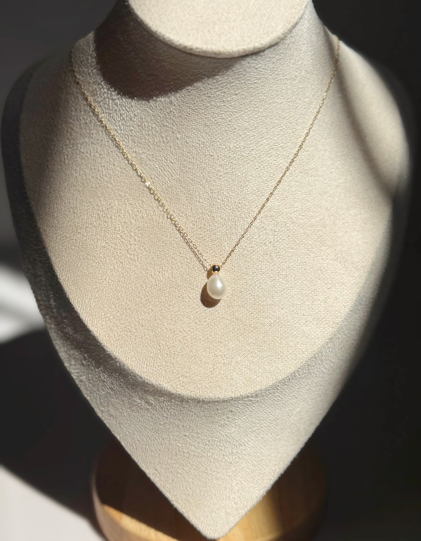 Ocean Drop Pearl Necklace Gold Plated over Brass