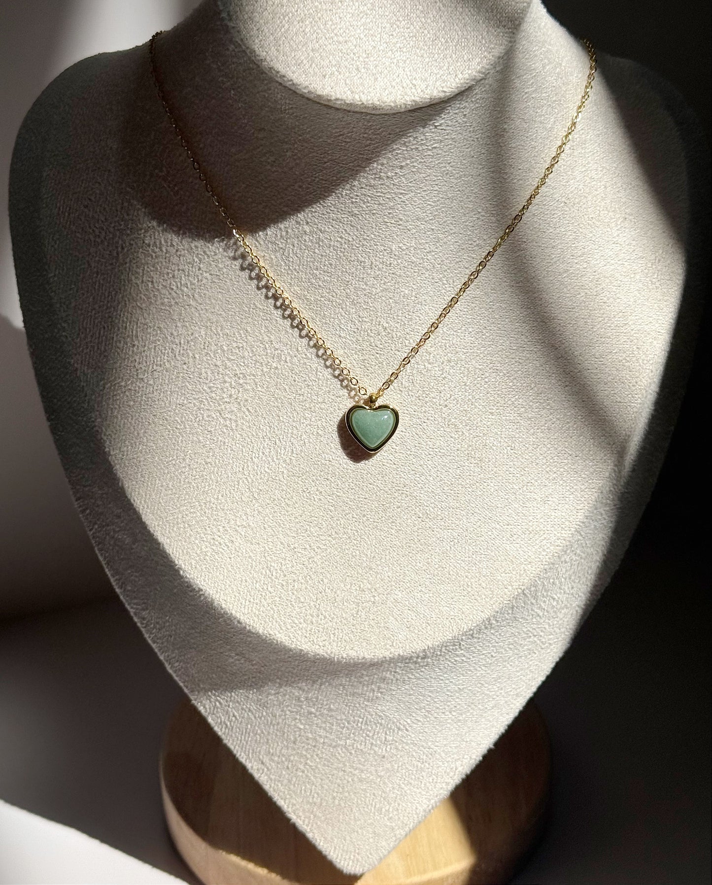 Odessa Jade Love Necklace Gold Plated over Brass