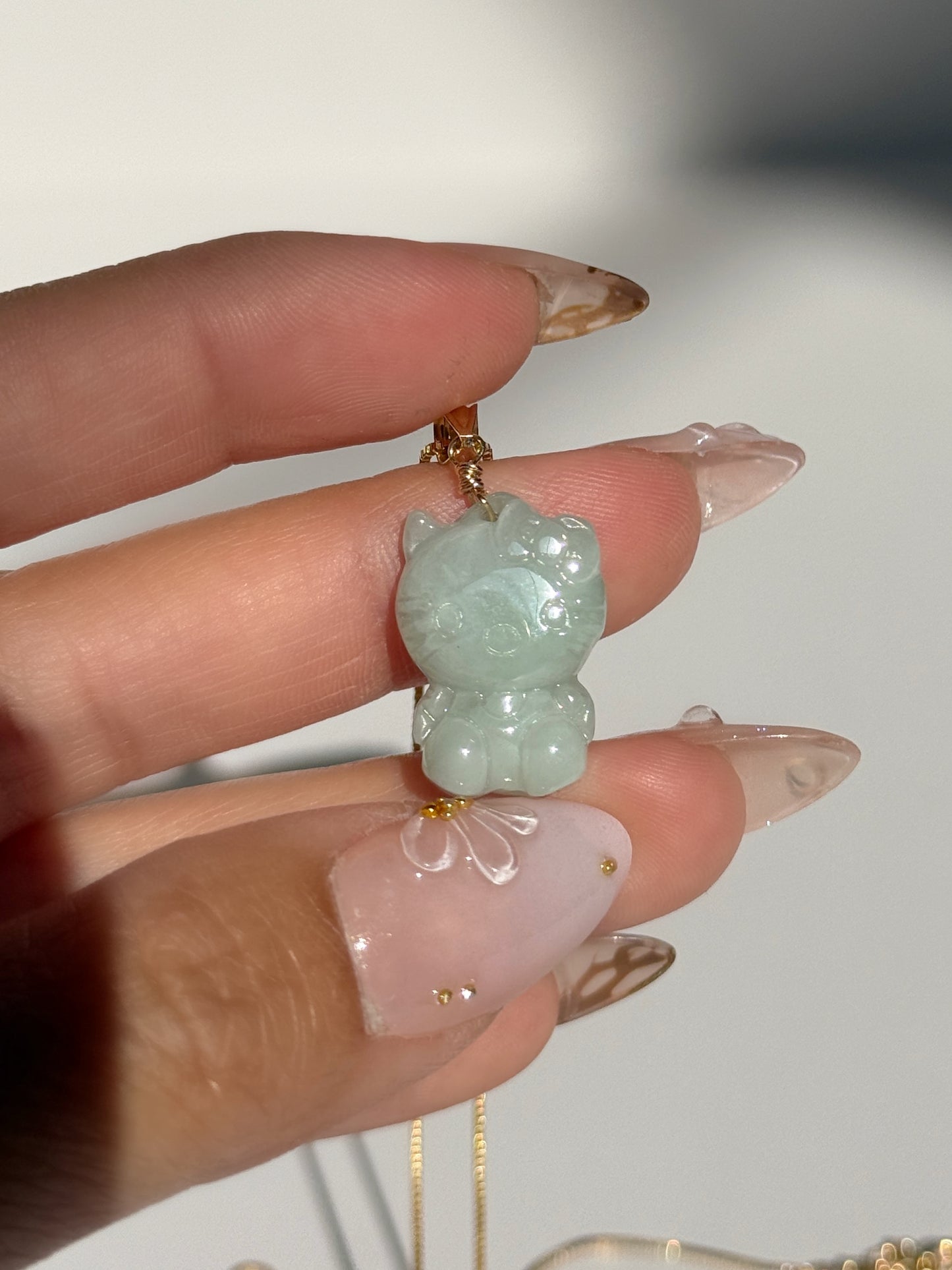 Hello Jade Kitty Gold-Filled