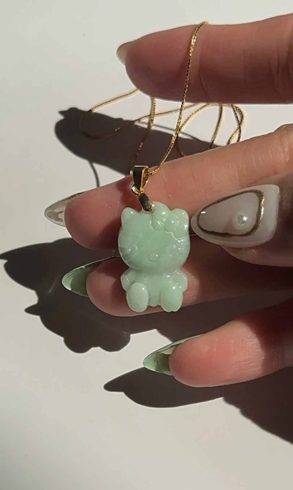 Hello Jade Kitty Necklace