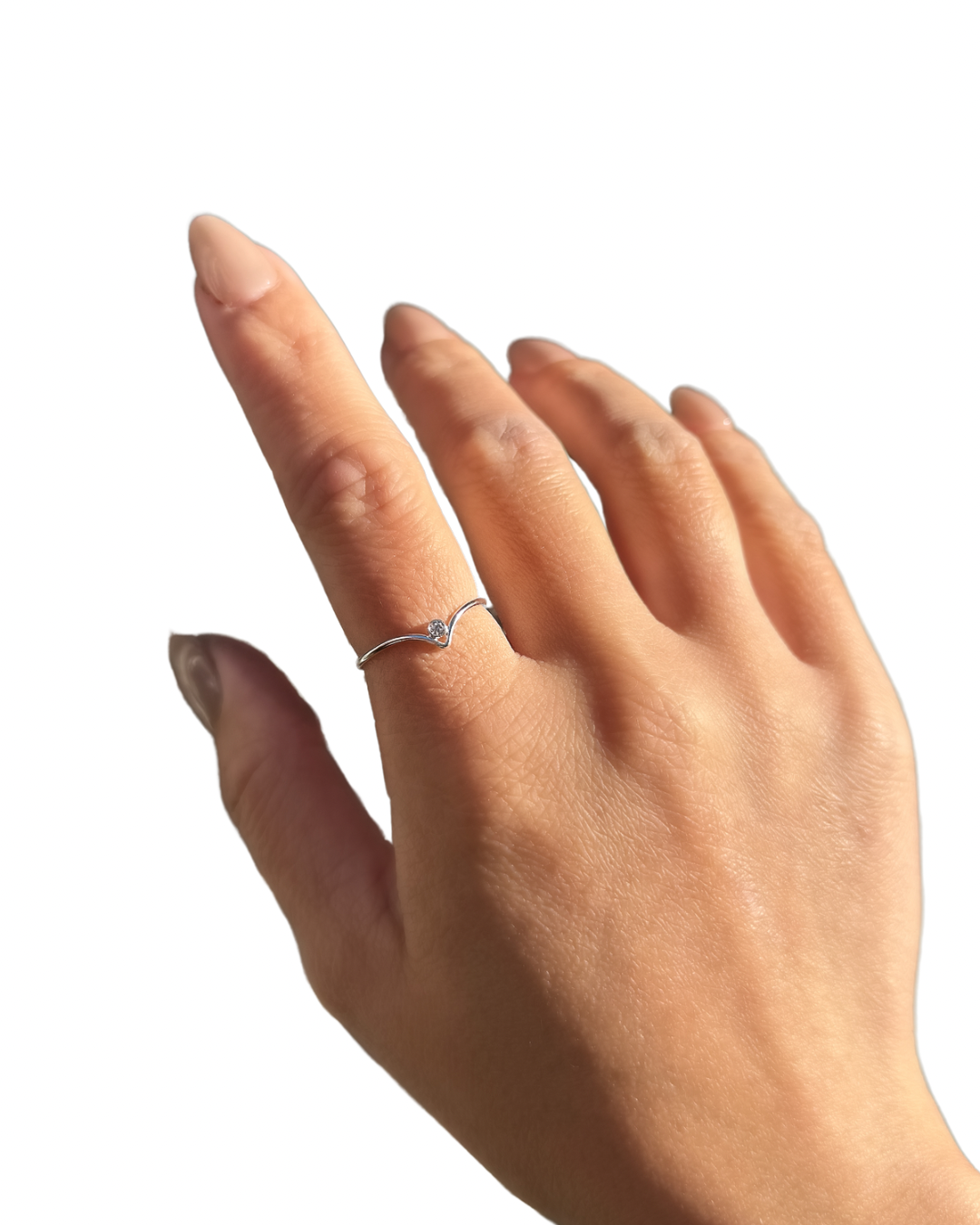 Chevron Ring with CZ Diamond