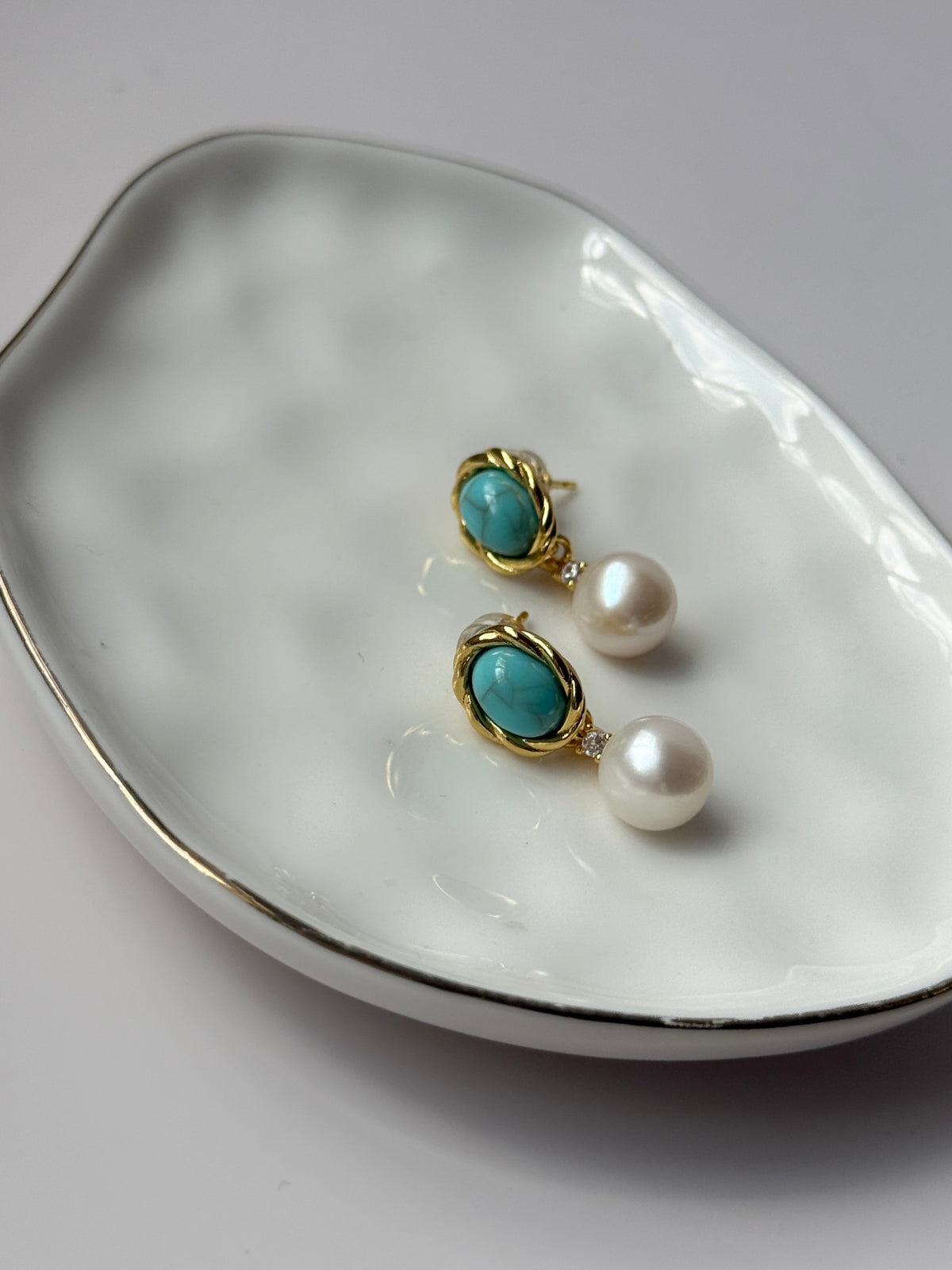 Turquoise Pearl Earrings