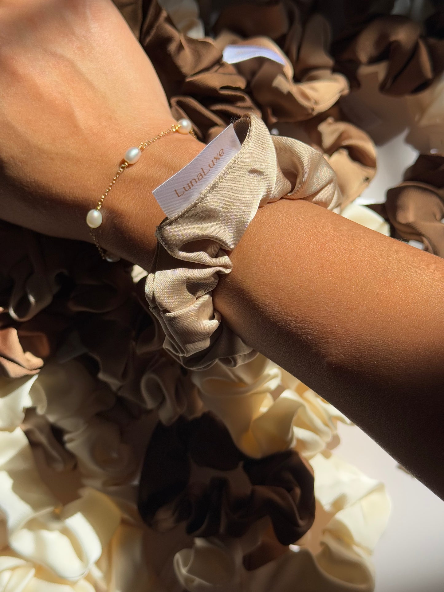 Satin Scrunchies Neutral Tones
