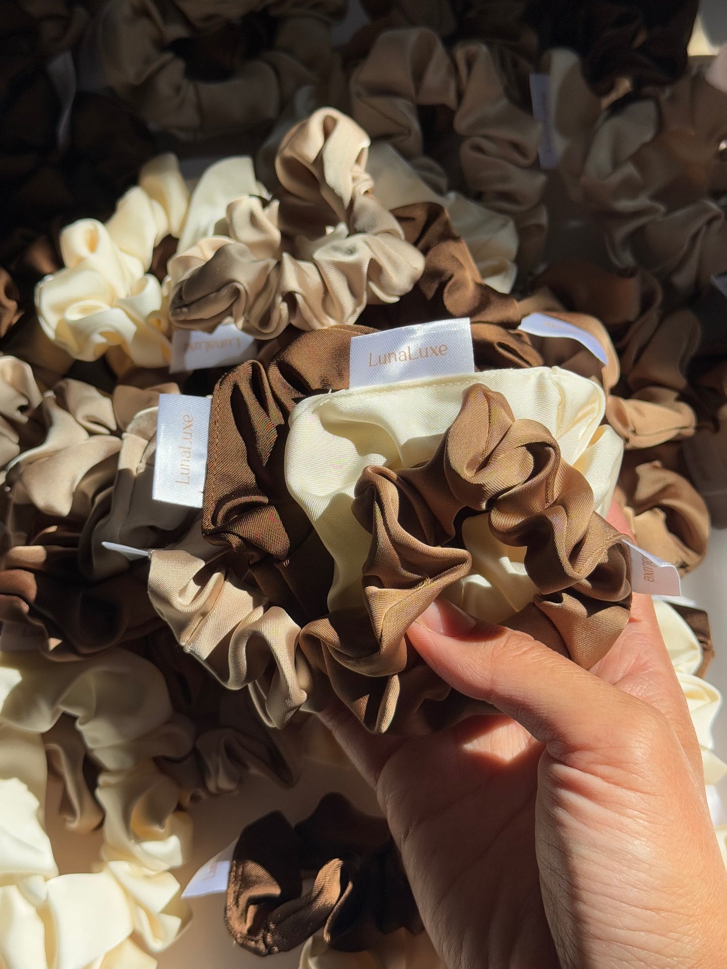 Satin Scrunchies Neutral Tones