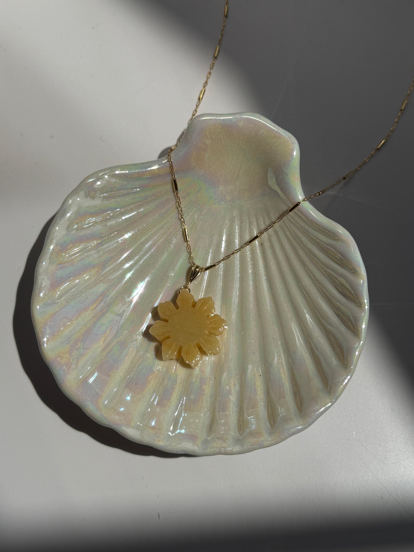 Yellow Jade Sun Necklace