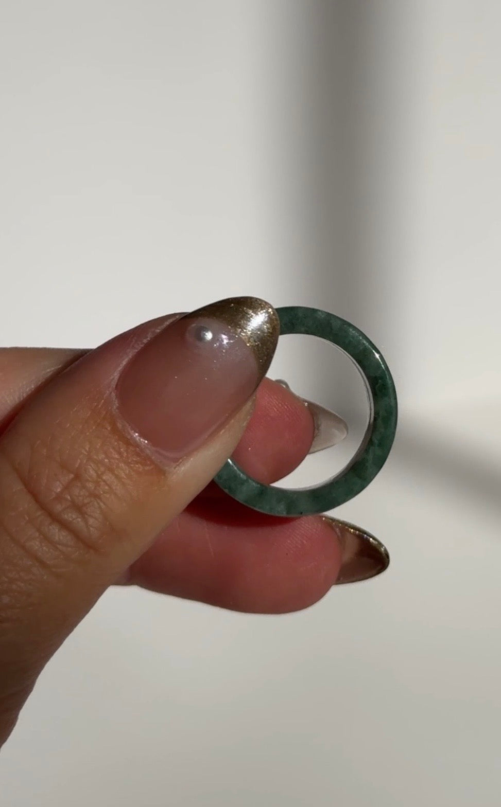 Burmese Green Jade Flat Band Ring