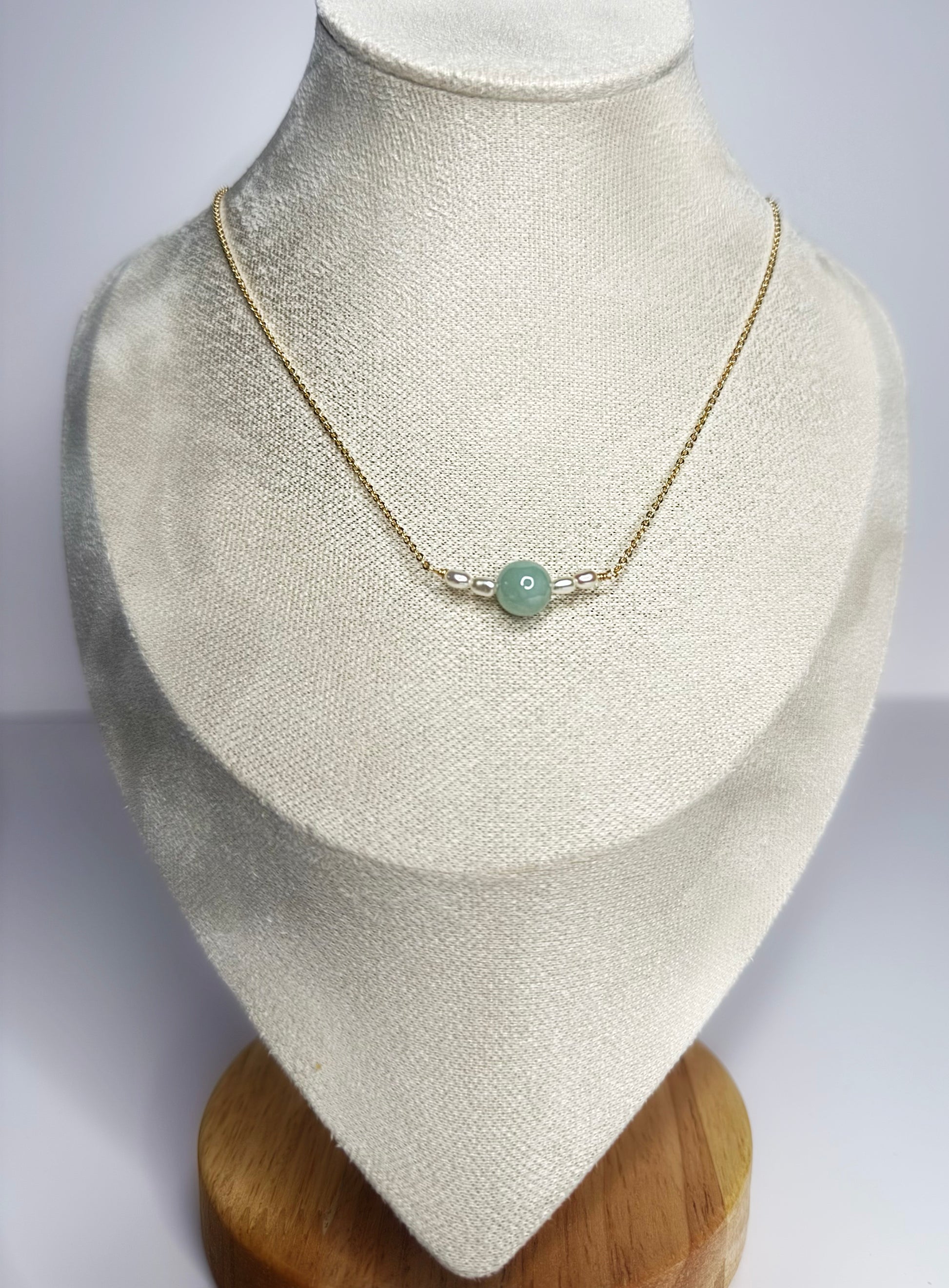 Gold-Filled Freshwater Pearl Necklace, Jade necklace – Hypoallergenic, Tarnish-Free