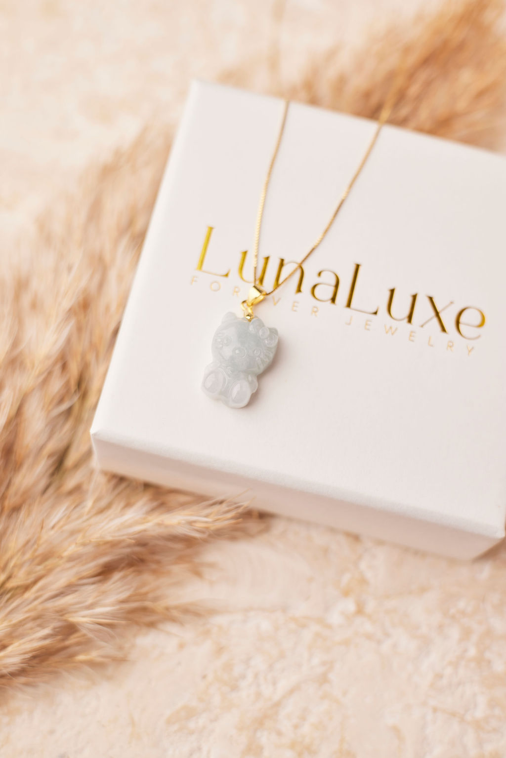 Hello Jade Kitty Necklace