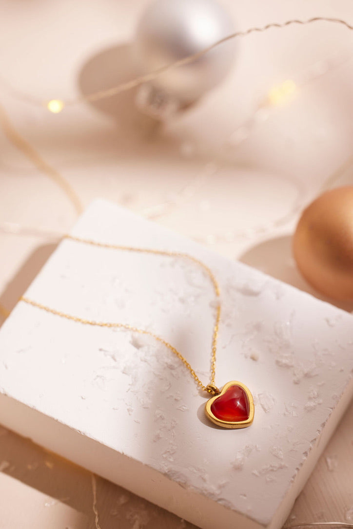 Ruby Heart Gold Plated over Brass