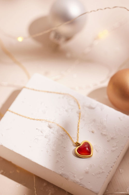 Ruby Heart Gold Plated over Brass