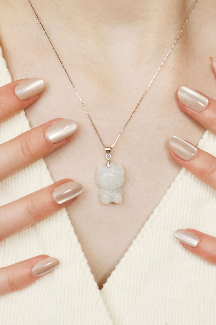 Hello Jade Kitty Necklace