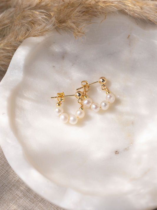 Pearl Huggies Earrings