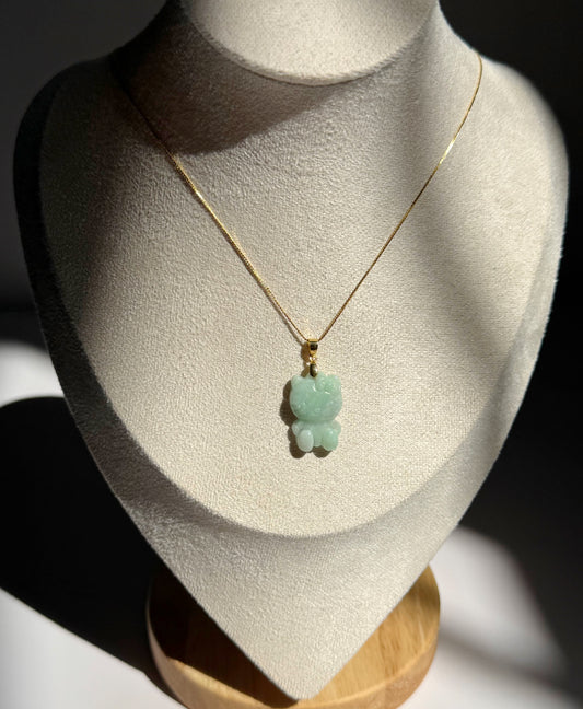 Hello Jade Kitty Necklace