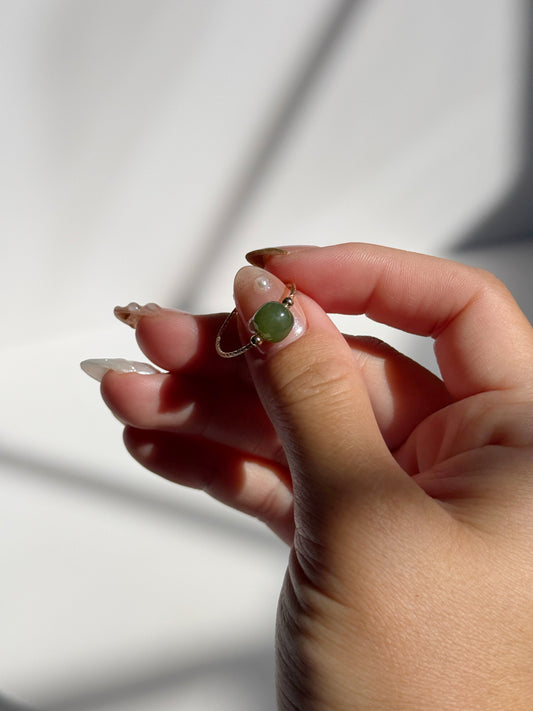 Jade Adjustable Wire Ring – 14k Gold Filled