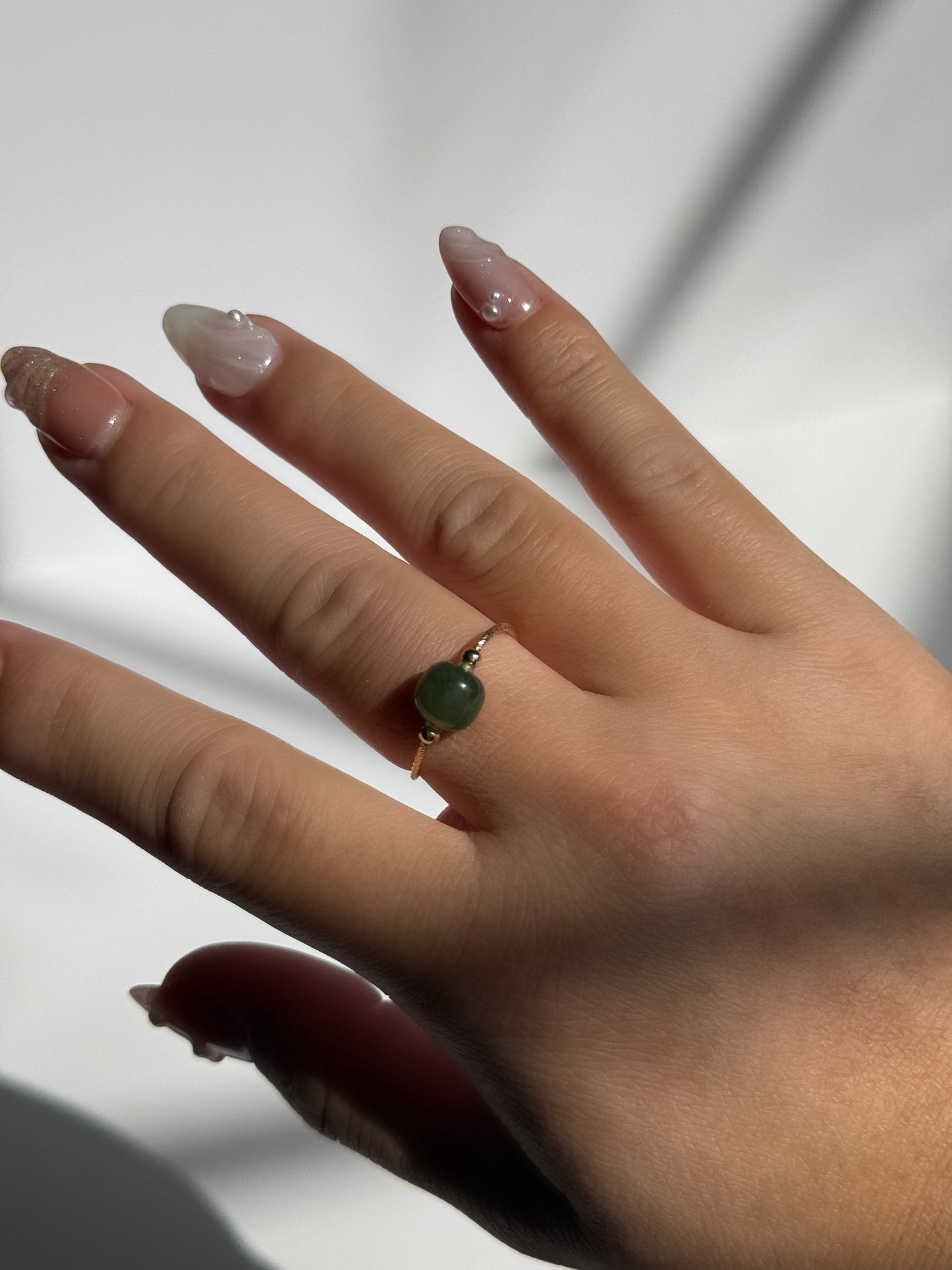 Jade Adjustable Wire Ring – 14k Gold Filled
