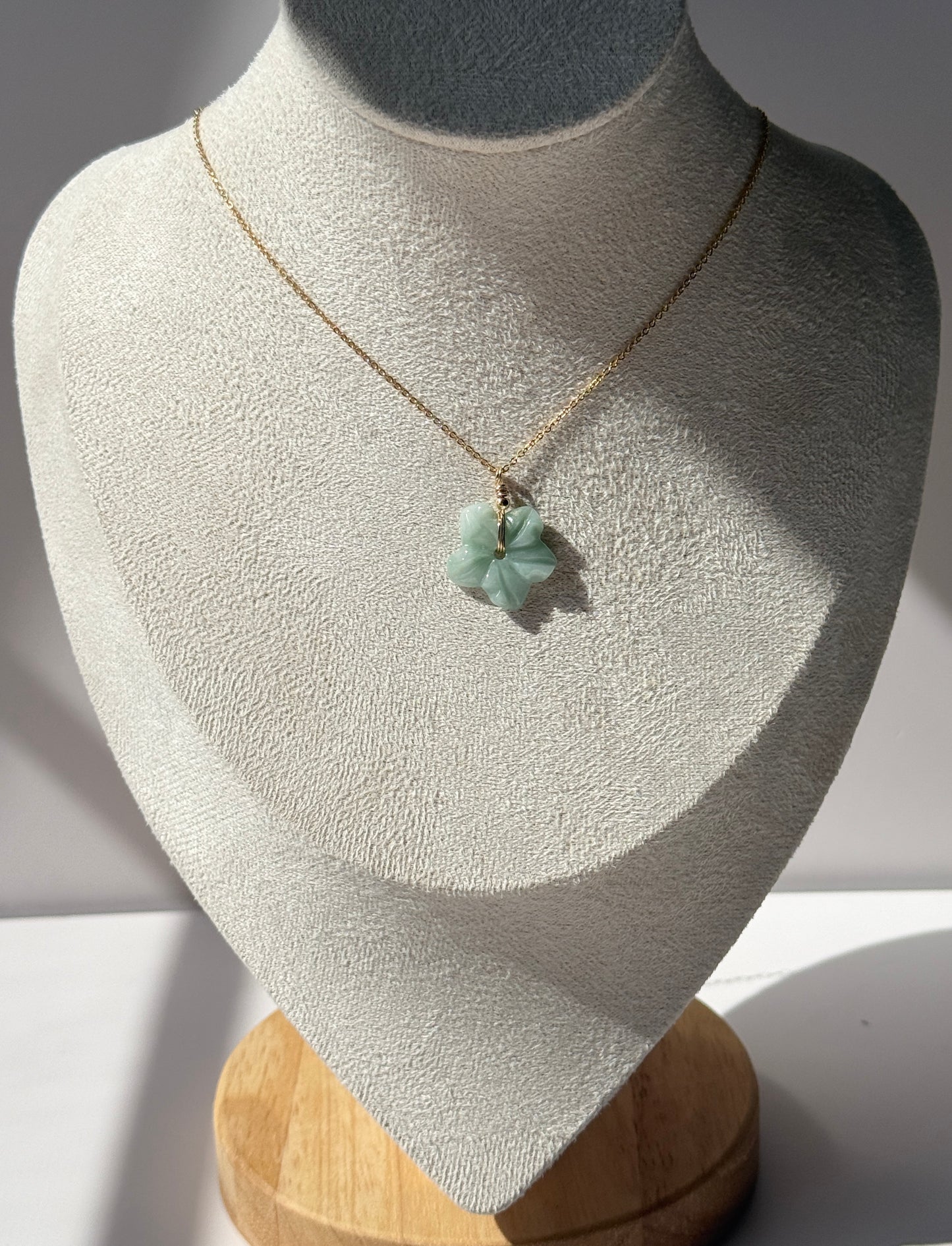 Jade Plumeria Flower Necklace