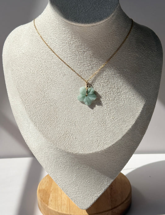 Jade Plumeria Flower Necklace