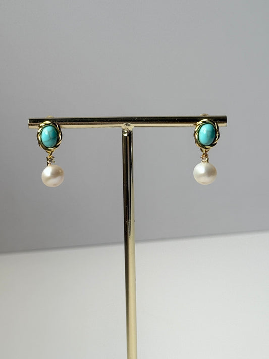 Turquoise Pearl Earrings