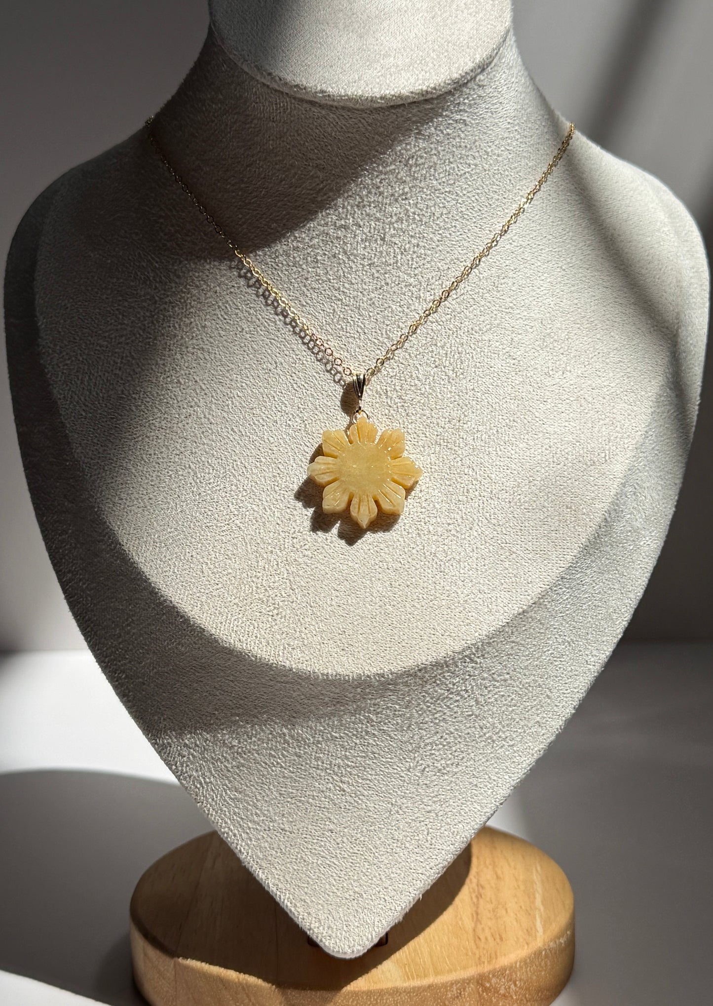 Yellow Jade Sun Necklace