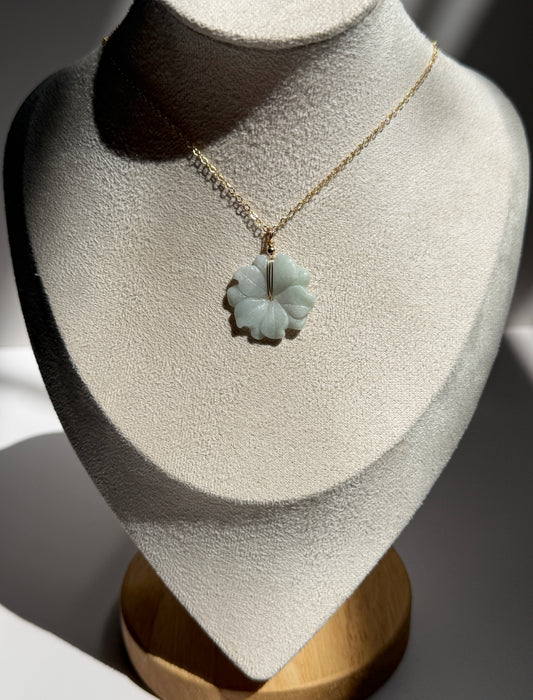 Hand-Carved Jadeite Sunflower Necklace