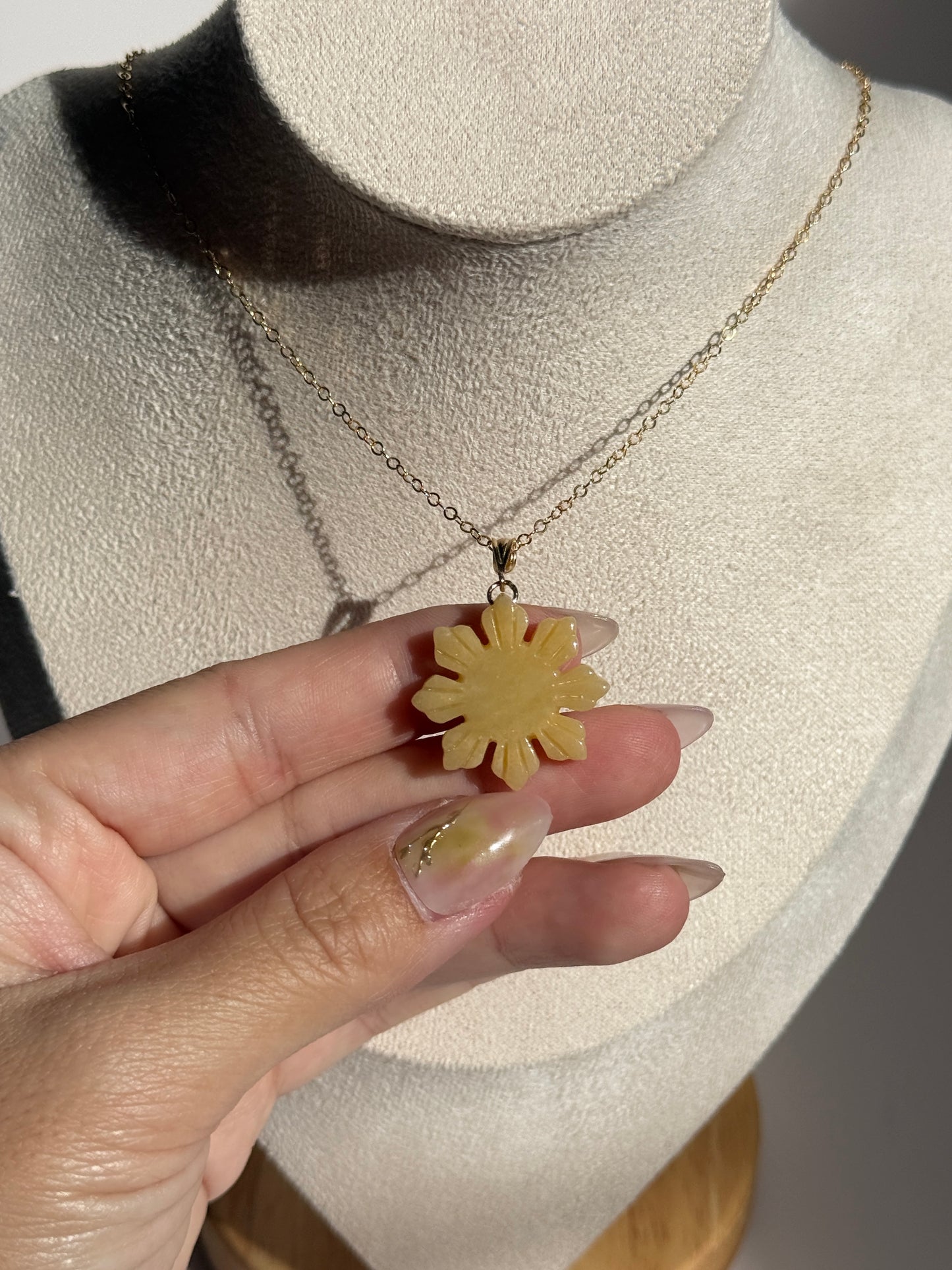 Yellow Jade Sun Necklace