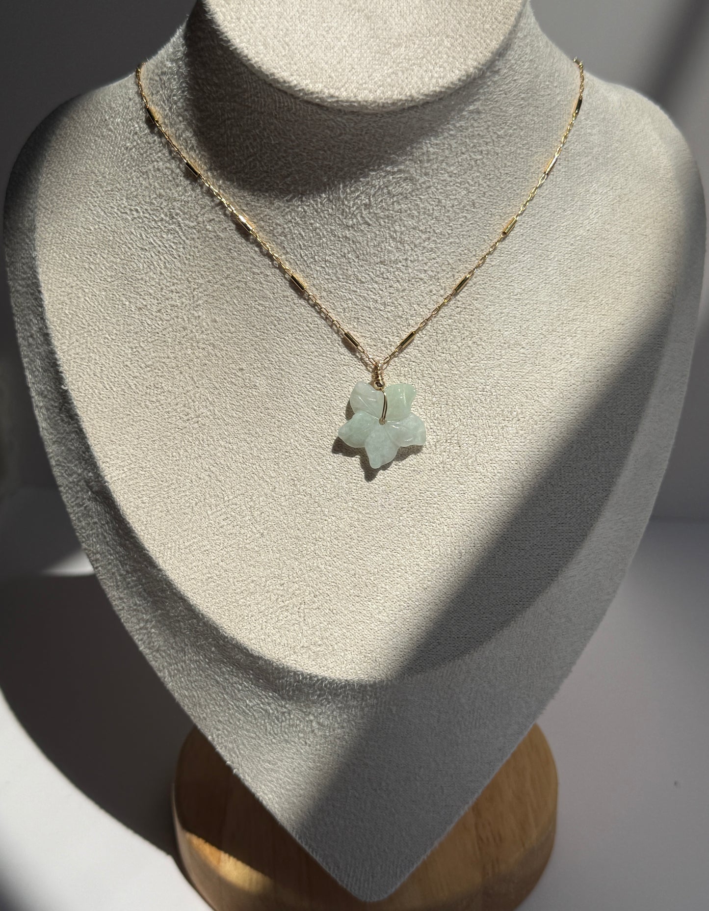 Jade Plumeria Flower Necklace
