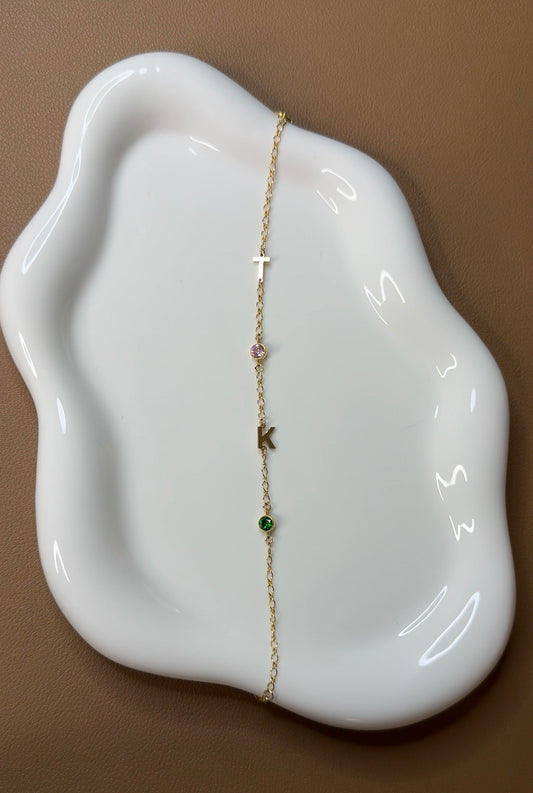 Custom Initial and Birthstone Necklace