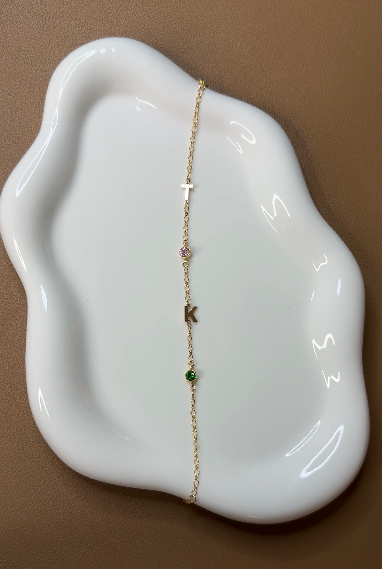 Custom Initial and Birthstone Bracelet