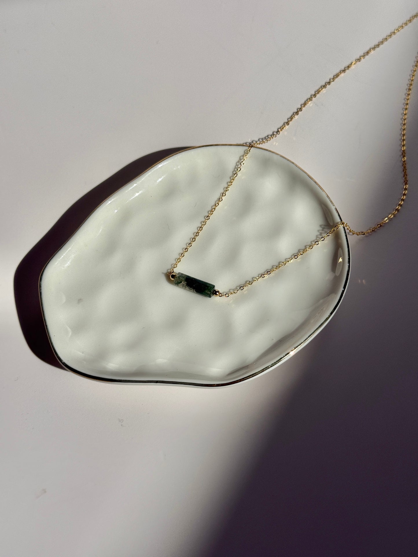 Moss Agate Tube Necklace