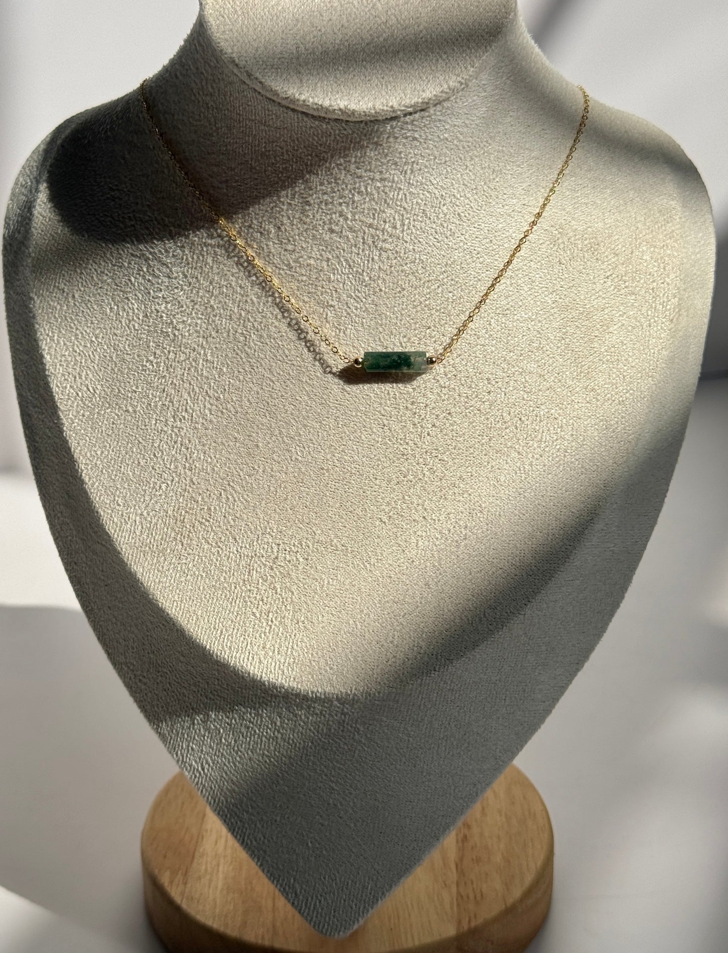 Moss Agate Tube Necklace