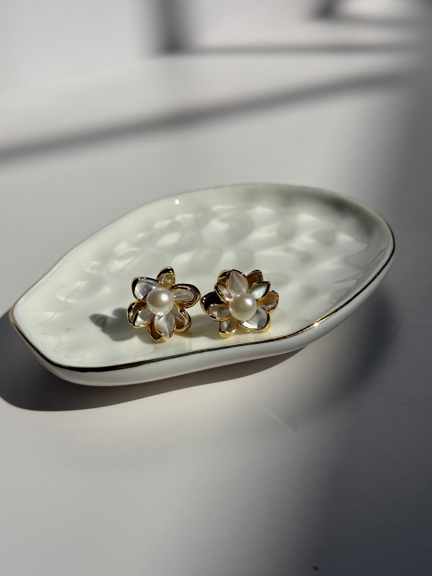 Golden Bloom Pearl Studs