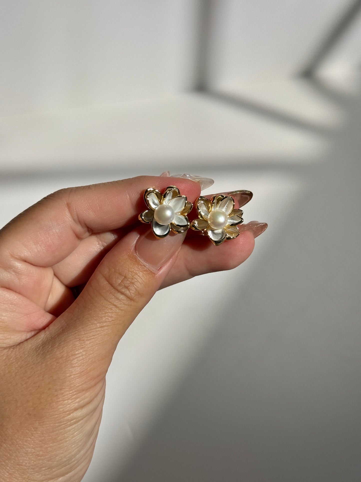 Golden Bloom Pearl Studs
