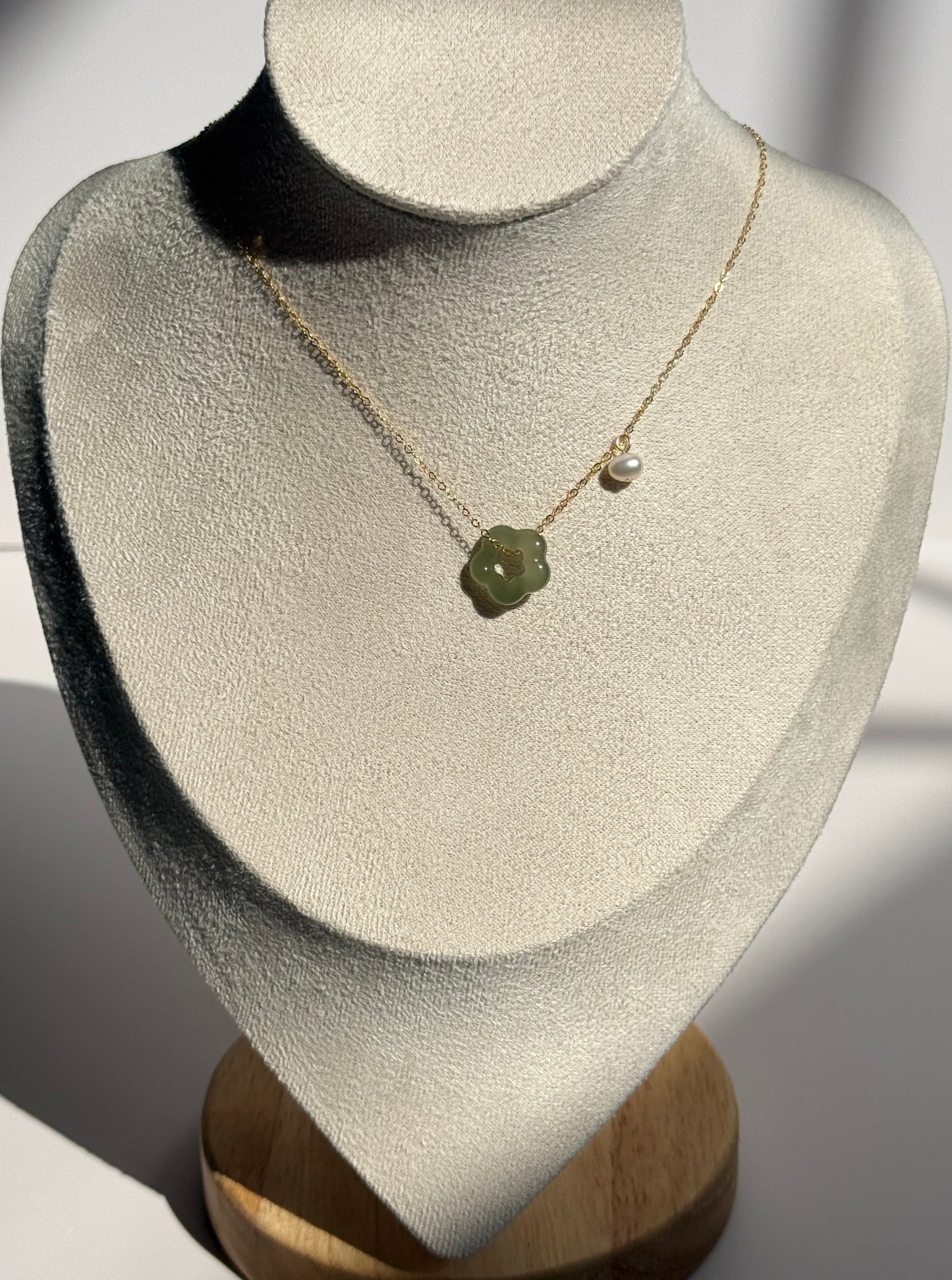 Hetian Jade Flower Necklace